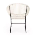 Lot de 2 chaises d'extérieur Okak avec assise et dossier en cordage, chaises de porche à cadre en métal au design moderne, chaise de patio pour le jardin