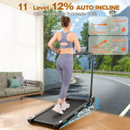 Tapis de marche NAYSAYE avec barre de poignée pliable, tapis roulant sous le bureau de 450 lb avec inclinaison automatique pour la randonnée à domicile, noir, 55*26*7,87