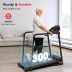Redliro Walking Treadmill for Seniors with Long Handrails, Foldable Incline Treadmil, 265lbs Compact Treadmill for Home Exercise