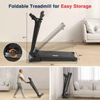 Redliro Walking Treadmill for Seniors with Long Handrails, Foldable Incline Treadmil, 265lbs Compact Treadmill for Home Exercise