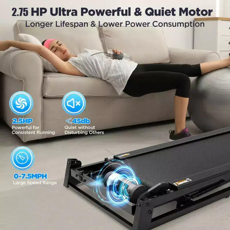 Tapis de course pliable 3.75 CV avec capacité de 136 kg, 71 programmes, pour la maison avec inclinaison, contrôle intelligent via application, Bluetooth et haut-parleurs stéréo HiFi