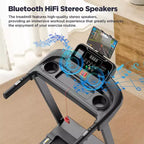 Tapis de course pliable 3.75 CV avec capacité de 136 kg, 71 programmes, pour la maison avec inclinaison, contrôle intelligent via application, Bluetooth et haut-parleurs stéréo HiFi