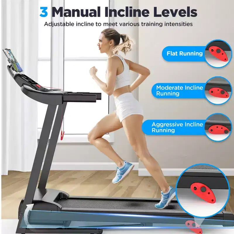 Tapis de course pliable 3.75 CV avec capacité de 136 kg, 71 programmes, pour la maison avec inclinaison, contrôle intelligent via application, Bluetooth et haut-parleurs stéréo HiFi