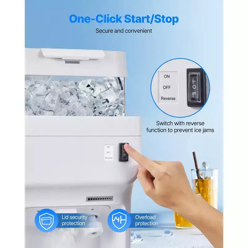 VEVOR Broyeur de Glace Commercial, Machine à Granité Électrique 100 kg/h avec Bac à Glaçons 8 L, Machine à Glace Pilée de Table 350W 1500 tr/min, Blanc