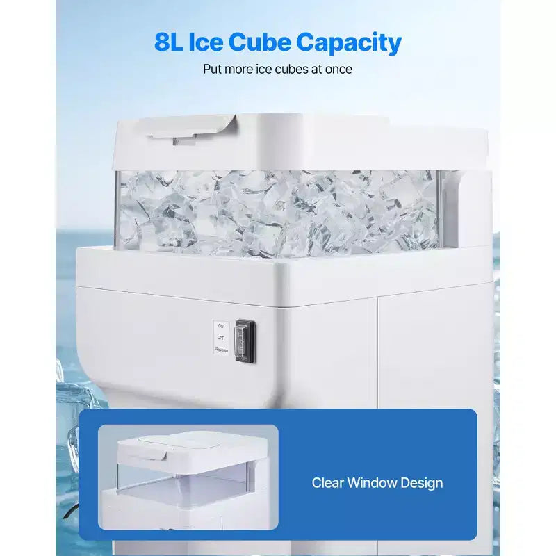 VEVOR Broyeur de Glace Commercial, Machine à Granité Électrique 100 kg/h avec Bac à Glaçons 8 L, Machine à Glace Pilée de Table 350W 1500 tr/min, Blanc
