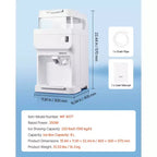 VEVOR Broyeur de Glace Commercial, Machine à Granité Électrique 100 kg/h avec Bac à Glaçons 8 L, Machine à Glace Pilée de Table 350W 1500 tr/min, Blanc