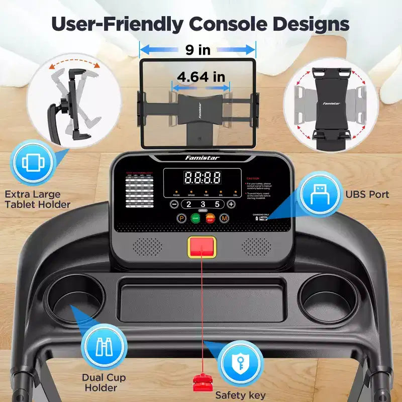 Treadmill on Sale,Treadmills Clearance,0.6-7.5MPH, 64+3+3+1 Programs, Quiet Brushless Motor, Bluetooth App  Compact Running Machine for Home