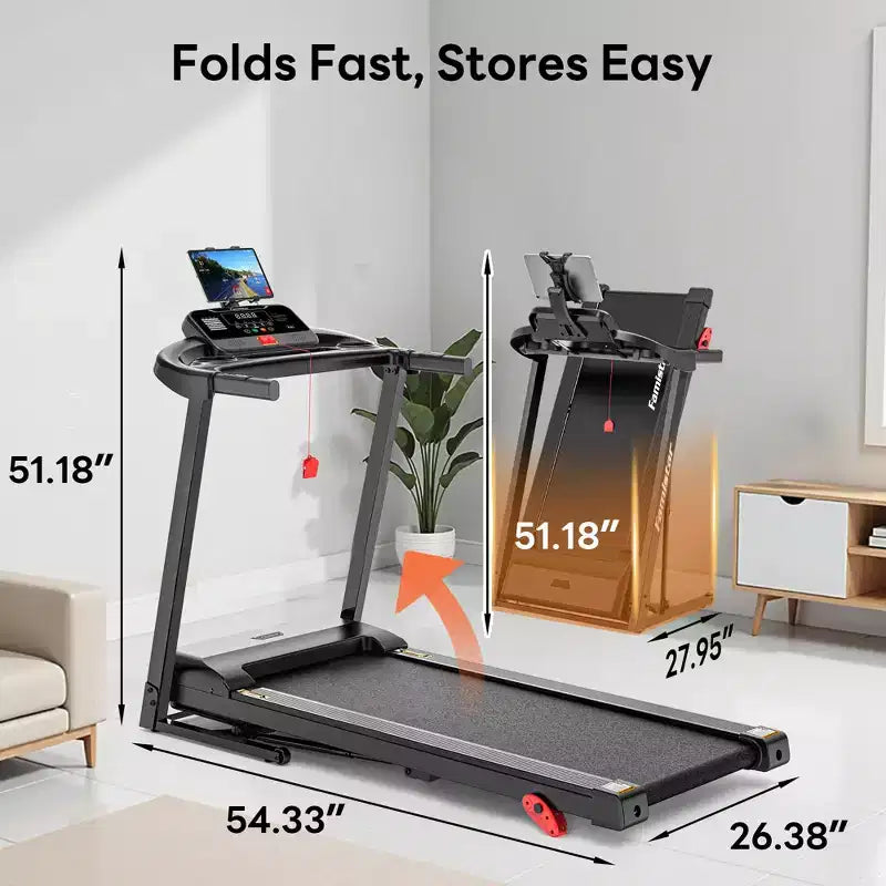 Tapis de course pliable capacité 158 kg pour la maison, tapis de course inclinable pour l'exercice, inclinaison manuelle à 6 %, 12 km/h, bande de roulement large de 40 cm, 71 programmes, soutien des genoux