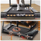 Tapis de course pliable capacité 158 kg pour la maison, tapis de course inclinable pour l'exercice, inclinaison manuelle à 6 %, 12 km/h, bande de roulement large de 40 cm, 71 programmes, soutien des genoux