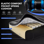 Chaise de jeu ergonomique, chaise d'ordinateur en PU à dossier haut, repose-pieds rétractable, réglable en hauteur, support lombaire et appui-tête réglables, chaise de bureau pivotante