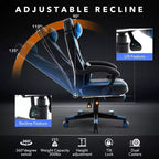 Chaise de jeu ergonomique, chaise d'ordinateur en PU à dossier haut, repose-pieds rétractable, réglable en hauteur, support lombaire et appui-tête réglables, chaise de bureau pivotante