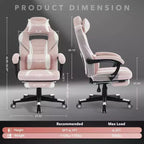 Chaise de jeu ergonomique, chaise d'ordinateur en PU à dossier haut, repose-pieds rétractable, réglable en hauteur, support lombaire et appui-tête réglables, chaise de bureau pivotante