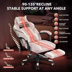 Chaise de jeu ergonomique, chaise d'ordinateur en PU à dossier haut, repose-pieds rétractable, réglable en hauteur, support lombaire et appui-tête réglables, chaise de bureau pivotante