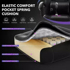 Chaise de jeu ergonomique, chaise d'ordinateur en PU à dossier haut, repose-pieds rétractable, réglable en hauteur, support lombaire et appui-tête réglables, chaise de bureau pivotante