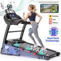 4.75HP Foldable Treadmill, 300lb Capacity,20% Auto Incline, Smart APP w/ Virtual Running Walking,64+3+3+1 Programs,12MPH, Portable Treadmill for Home