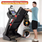 Tapis de course pliable 4,75 CV, capacité de 136 kg, inclinaison automatique de 20 %, application intelligente avec course/marche virtuelle, 64+3+3+1 programmes, 19,3 km/h, tapis de course portable pour la maison