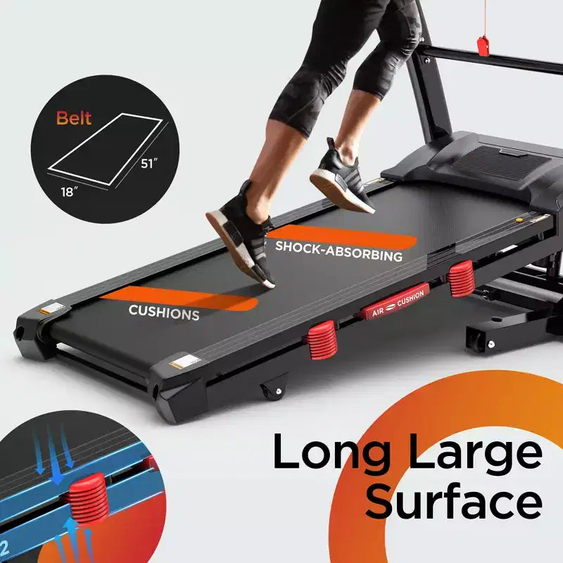Tapis de course pliable 4,75 CV, capacité de 136 kg, inclinaison automatique de 20 %, application intelligente avec course/marche virtuelle, 64+3+3+1 programmes, 19,3 km/h, tapis de course portable pour la maison