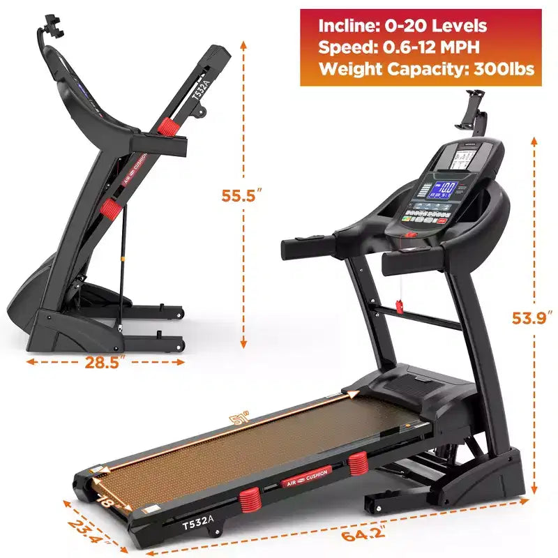 4.95HP Foldable Home Treadmill with Auto Incline, 10MPH, Smart App Control, 400 lb Capacity, Compact Walking Running Machine