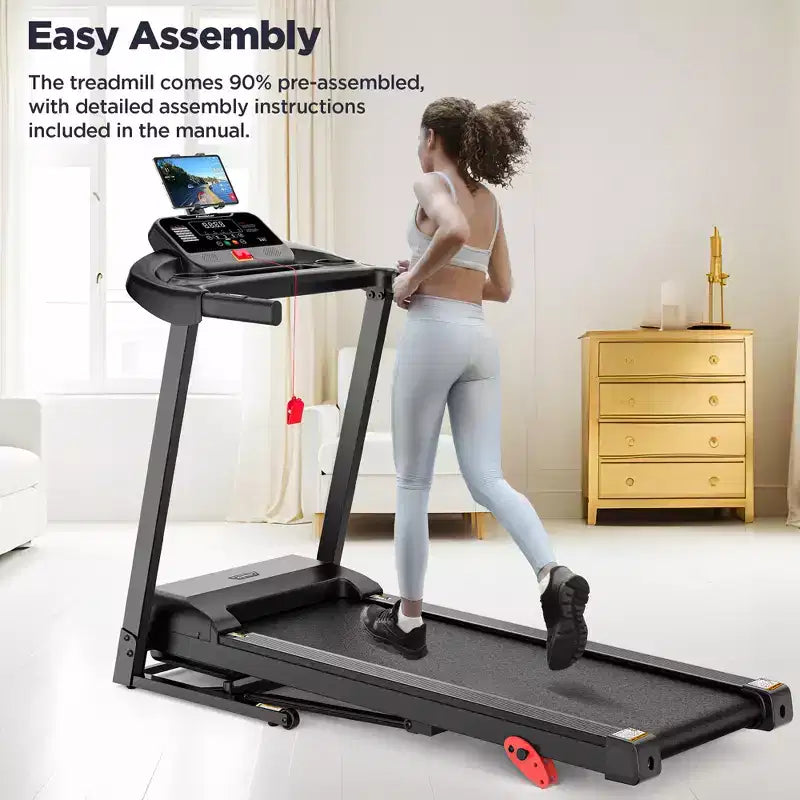 3HP Incline Treadmill w/ 300lb Capacity, Folding Treadmill for Home w/ Dual Speakers, 64+7 Programs, Virtual Run w/ APP, Walking Jogging Treadmill