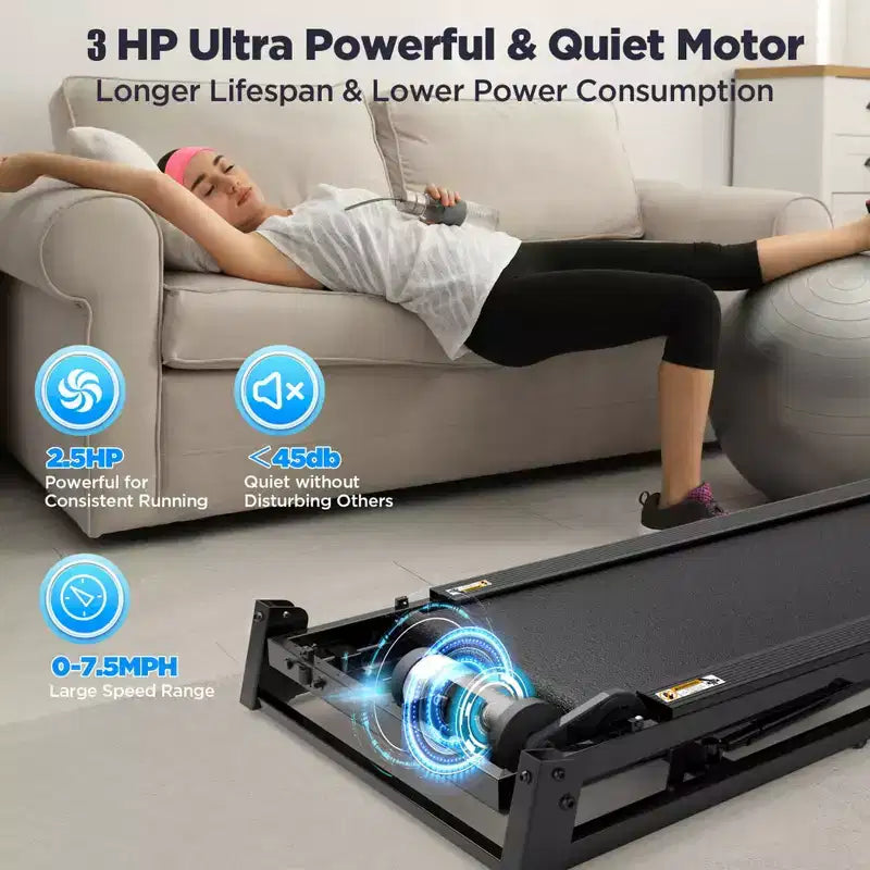 3HP Incline Treadmill w/ 300lb Capacity, Folding Treadmill for Home w/ Dual Speakers, 64+7 Programs, Virtual Run w/ APP, Walking Jogging Treadmill