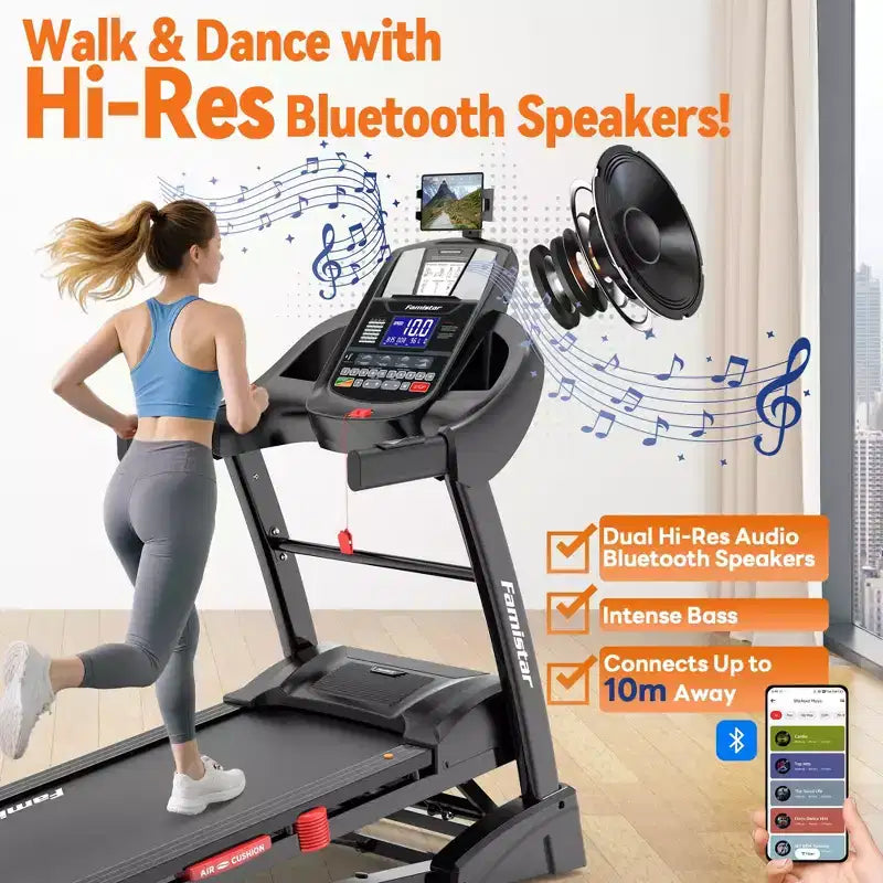 Famistar 5.1HP Folding Treadmill for Home with 20% Auto Incline, 300-400 LB Capacity, Portable Foldable Treadmill, FREE APP Control,12MPH Speed
