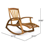 Fauteuil inclinable de style Bohème TUYOHW, fauteuil à bascule en acacia de qualité supérieure avec repose-pieds rétractable pour jardin, véranda et arrière-cour, chaise de loisirs d'extérieur