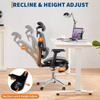 Fauteuil de bureau ergonomique Acekool en maille avec repose-pieds, accoudoirs 4D et soutien lombaire réglable pour la maison ou la salle de jeu