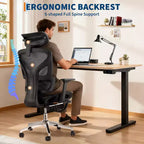 Fauteuil de bureau ergonomique Acekool en maille avec repose-pieds, accoudoirs 4D et soutien lombaire réglable pour la maison ou la salle de jeu