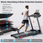 3.0HP Folding Treadmill, 3% Incline, Bluetooth App Sync, Step Counter, Wide Belt, Heart Rate Monitor