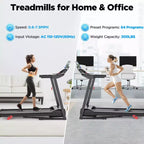 3.0HP Folding Treadmill, 3% Incline, Bluetooth App Sync, Step Counter, Wide Belt, Heart Rate Monitor