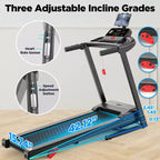3.0HP Folding Treadmill, 3% Incline, Bluetooth App Sync, Step Counter, Wide Belt, Heart Rate Monitor