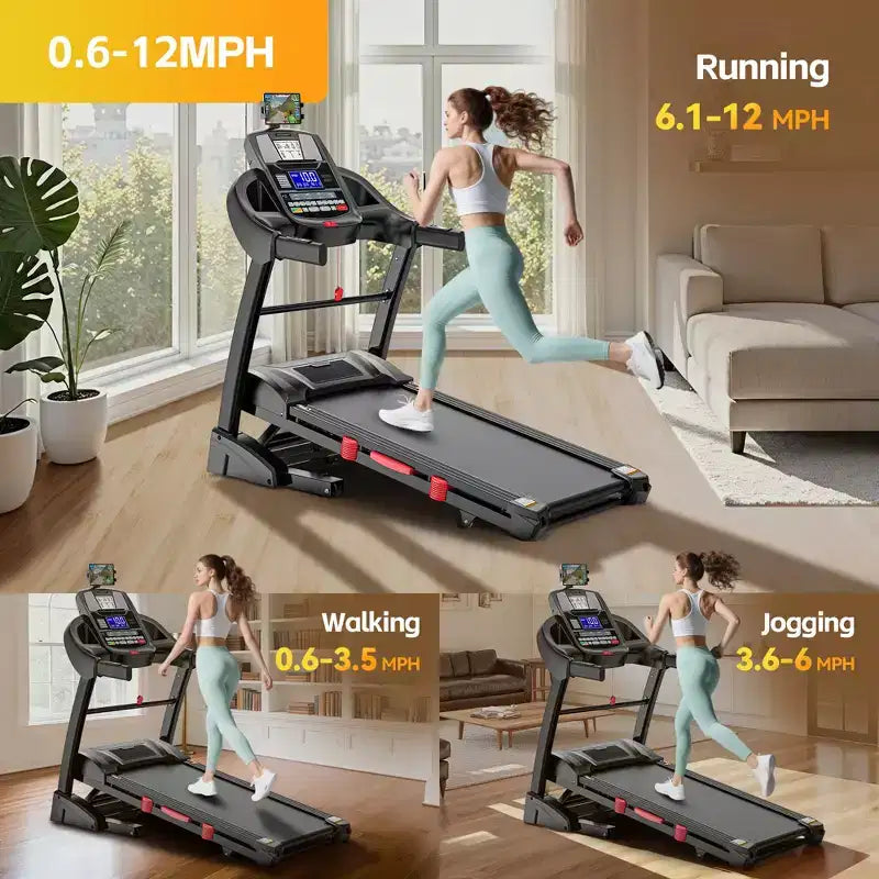 Tapis de course pliable capacité 180 kg, tapis de course à domicile avec inclinaison de 20 %, tapis de course portable avec contrôle via application, 64+3+3+1 programmes, design compact
