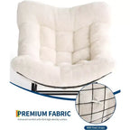 COZONY Oversized Papasan Rocking Chair with Ottoman, Egg Rocker with Plush Cushion, Beige