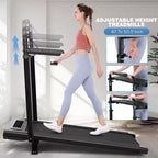 KRISRATE 4-in-1 3.5HP Foldable Treadmill with 15% Incline & Removable Desk & Handle Bar, Under Desk Folding Walking Pad Treadmills for Home/Office/Gym