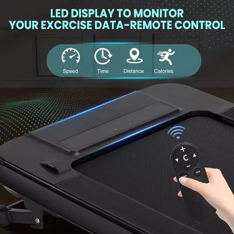 Tapis de course 2-en-1 sous le bureau avec inclinaison automatique, tapis de marche et machine de jogging, télécommande, écran LED, tapis de course portable pour usage domestique