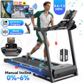 3.0HP Treadmill 300lbs Capacity, 6% Incline Folding Treadmill for Home, 0.6-7.5MPH, 16 Wild Belt, Shock Absorption