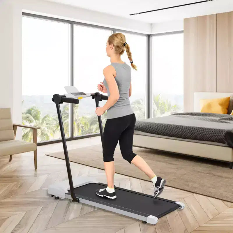 Tapis roulant pliable léger Okak avec bras, tapis roulant portable avec écran LED, tapis de marche pour la maison et le bureau
