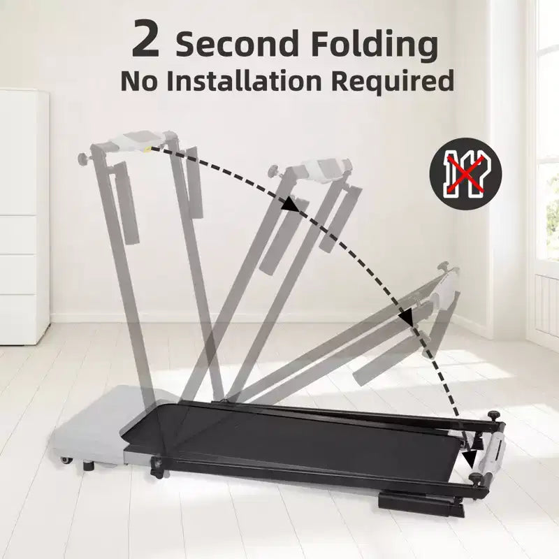 Tapis roulant pliable léger Okak avec bras, tapis roulant portable avec écran LED, tapis de marche pour la maison et le bureau