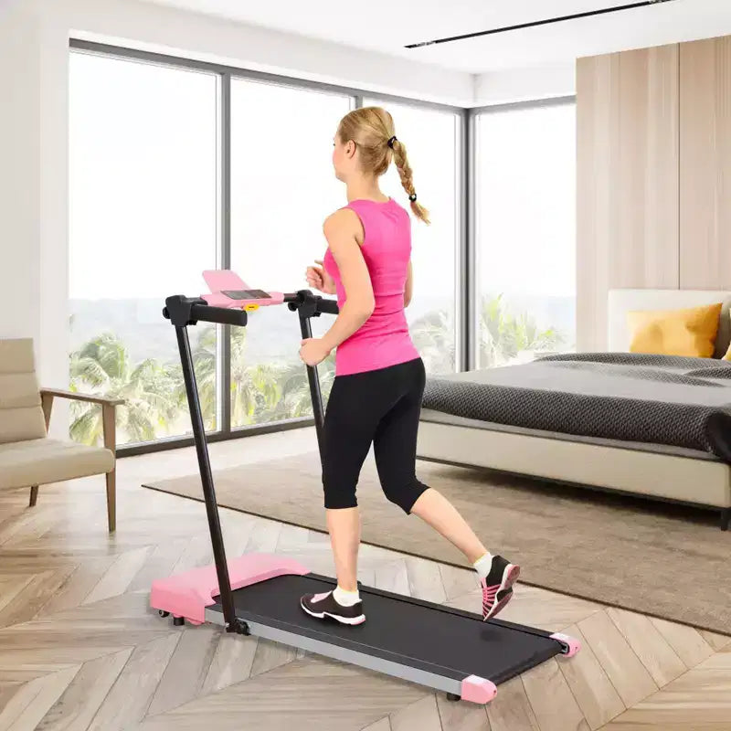 Tapis roulant pliable léger Okak avec bras, tapis roulant portable avec écran LED, tapis de marche pour la maison et le bureau