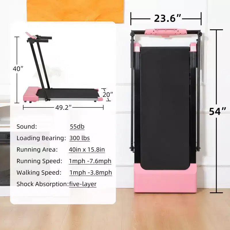 Tapis roulant pliable léger Okak avec bras, tapis roulant portable avec écran LED, tapis de marche pour la maison et le bureau