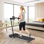 Tapis roulant pliable léger Okak avec bras, tapis roulant portable avec écran LED, tapis de marche pour la maison et le bureau