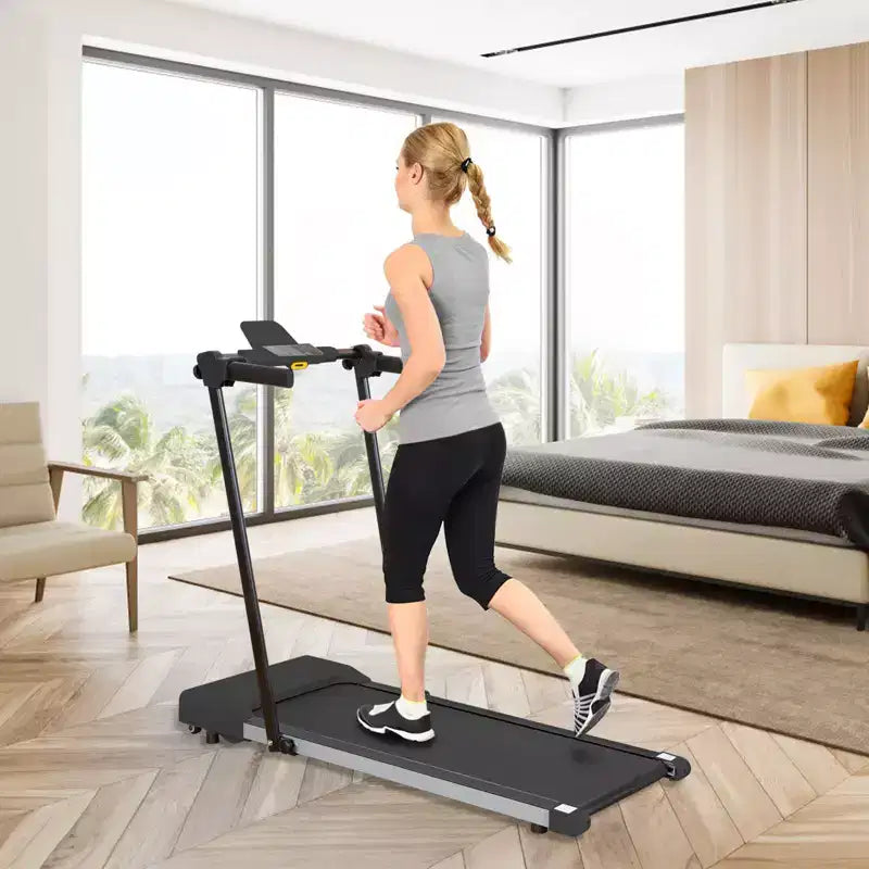 Tapis roulant pliable léger Okak avec bras, tapis roulant portable avec écran LED, tapis de marche pour la maison et le bureau