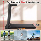 Tapis de marche Okak avec capacité de poids de 120 kg, tapis roulant portable avec écran LED, tapis de course peu encombrant pour la maison et le bureau, noir