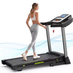 Okak Foldable Walking Pad Treadmill with 8 Shock Absorbers, Portable Treadmill with 12 Programs, Compact Treadmill for Home, Black
