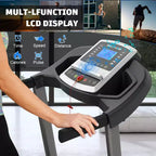 Okak Foldable Walking Pad Treadmill with 8 Shock Absorbers, Portable Treadmill with 12 Programs, Compact Treadmill for Home, Black