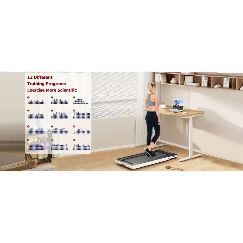 Okak 2-IN-1 Under Desk Treadmill with Remote Control, Folding Electric Walking Pad with 2.5HP, Portable Treadmill for Home, White