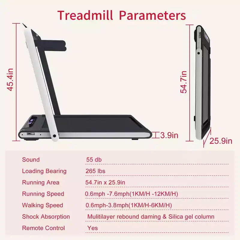 Okak 2-IN-1 Under Desk Treadmill with Remote Control, Folding Electric Walking Pad with 2.5HP, Portable Treadmill for Home, White