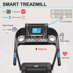 Okak Foldable Treadmill with Incline and 5IN LCD Screen, Portable Treadmill with Bluetooth Music, Walking Pad for Man, Women, Black
