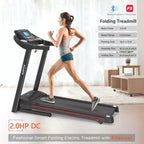 Okak Foldable Treadmill with Incline and 5IN LCD Screen, Portable Treadmill with Bluetooth Music, Walking Pad for Man, Women, Black