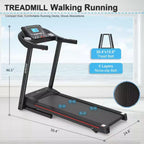 Okak Foldable Treadmill with Incline and 5IN LCD Screen, Portable Treadmill with Bluetooth Music, Walking Pad for Man, Women, Black